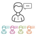 Man Chat icons in thin line Style and flat Design Royalty Free Stock Photo