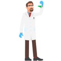 Vector man chemist with flask science laboratory worker icon