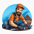 Vector of a man crafting woodwork with dedication and focus