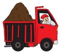 Vector of man driving truck loaded with mud