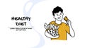 Vector of a man eating healthy snacks, sticks to a healthy diet