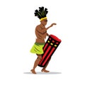 Vector Man playing the Drum. African music Cartoon Illustration.