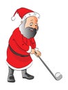 Vector of a man playing golf in santa`s costume Royalty Free Stock Photo