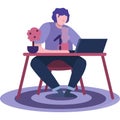 Vector man programmer work on laptop icon