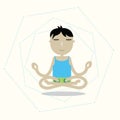 Vector man sitting cross-legged meditating