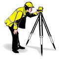 Vector man surveying Royalty Free Stock Photo