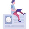 Vector man using laptop for searching friends icon Royalty Free Stock Photo