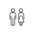 Male and female icon thin line for web and mobile, modern minimalistic flat design. Vector icon on background.