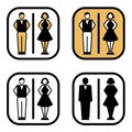 Vector man & woman icons. Toilet sign. The icon with a black sign on a white/color background.Can be used as a design element.Set Royalty Free Stock Photo