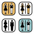 Vector man & woman icons. Toilet sign. The icon with a black sign on a white/color background.Can be used as a design element.Set. Royalty Free Stock Photo