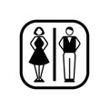 Vector man & woman icons. Toilet sign. The icon with a black sign on a white/color background. Can be used as a design element. Royalty Free Stock Photo
