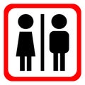 Vector man and woman icons, toilet sign, restroom, minimal style, pictogram Royalty Free Stock Photo