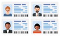 vector man and woman plastic ID cards. car driver licenses