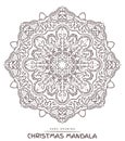 Vector mandala for coloring with christmas decorative elements. Royalty Free Stock Photo