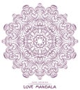 Vector mandala for coloring with valentines decorative elements.