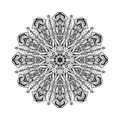 Vector mandala. Floral circular ornament with ethnic motifs