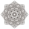 Vector mandala with hand drawn floral henna elements.