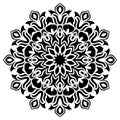 Black and white floral leaf line art Mandala Illustration. Star, vector