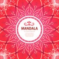 Vector mandala, square red background. Decor for your design Royalty Free Stock Photo