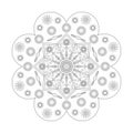 Vector mandala, for tattoos, coloring, relaxation and soothing. Elements of flowers, sun, circles. Isolated on a white Royalty Free Stock Photo