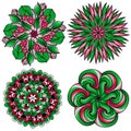 Vector mandalas. Colored mandala set. Oriental round ornament. asian design element. Royalty Free Stock Photo