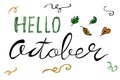 Vector Manual Draw Black Lettering, Hello October