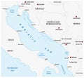 Vector map of the adriatic with its neighboring countries Royalty Free Stock Photo