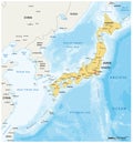 Vector map of asian island state japan