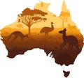 Vector map of Australia animals