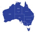 Map of Australia with Cities and States Royalty Free Stock Photo