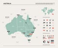 Vector map of Australia . High detailed map with division, cities and capital Canberra. Political map, world map, infographic