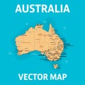 Vector map of Australia with states, cities, rivers and seas on separate layers Royalty Free Stock Photo