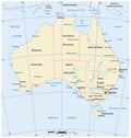 Vector map of the Australian continent with main cities Royalty Free Stock Photo