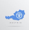 Vector map of Austria combined with Food and Agriculture Organization of the United Nations FAO flag.