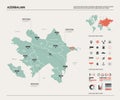 Vector map of Azerbaijan . High detailed country map with division, cities and capital Baku. Political map, world map,