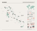 Vector map of Bahamas . High detailed country map with division, cities and capital. Political map, world map, infographic