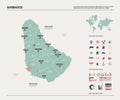 Vector map of Barbados. High detailed country map with division, cities and capital Bridgetown. Political map, world map,