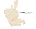 Vector map of Beverly Hills, Los Angeles, USA