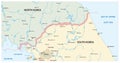 Vector map of the border region between north and south korea Royalty Free Stock Photo