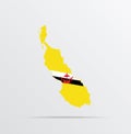 Vector map of Bougainville Island combined with State of Nation of Brunei, the Abode of Peace flag