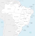 Vector map of Brazil with states and administrative divisions, and neighbouring countries and territories.