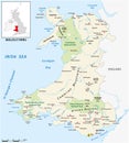 Vector map of the British country of Wales