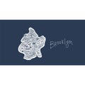 Vector Map of Brooklyn new York USA flat hand-drawn illustration. American attractions States, city, district, name Royalty Free Stock Photo