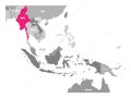 Vector map of Burma or Myanmar. Pink highlighted in Southeast Asia region