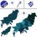 Map of Busan with Districts, South Korea