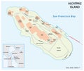 Vector map of Californias former prison island Alcatraz Royalty Free Stock Photo