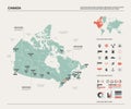 Vector map of Canada. High detailed country map with division, cities and capital Ottawa. Political map,  world map, infographic Royalty Free Stock Photo