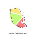 vector map of Central Water Catchment colorful illustration template design on white background