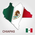 Vector map of Chiapas state combined with waving Mexican national flag - Vector Royalty Free Stock Photo