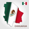 Vector map of Chihuahua state combined with waving Mexican national flag - Vector